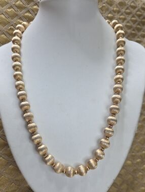Elegant Vintage Gold-Tone Beaded Necklace - Women Jewelry Brushed Gold
